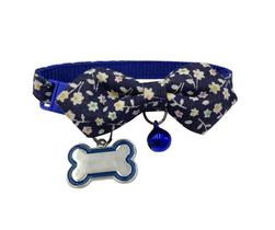 Kit Coleira Gravata Borboleta + Pingente Placa de Identificação Osso para Pet Gato Cachorro