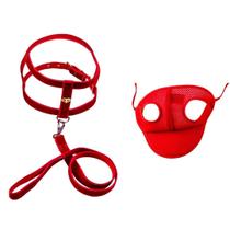 Kit Coleira Peitoral Com Aplique E Boné Para Cachorros - N07