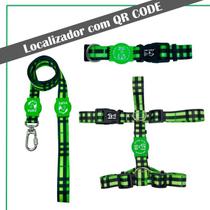 Kit Coleira Peitoral Guia G-GG chip Localizador App QR code