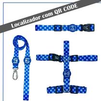 Kit Coleira Peitoral Guia G-GG chip Localizador App QR code