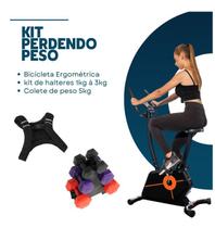 Kit Colete de Peso 5kg + 3 Halteres de 1 a 3kg + Bicicleta Ergométrica Bonafit Colorido