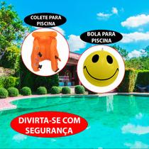 Kit Colete Inflável Ajustável Infantil E Bola Para Piscinas Chacara