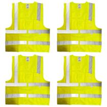 Kit Colete Refletivo Blusão Amarelo C/ Bolso M 4 Un - Plastcor