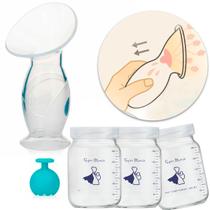Kit Coletor de Leite Materno Nuby + 3 Potes de Vidro para Armazenar Leite Materno 200ml