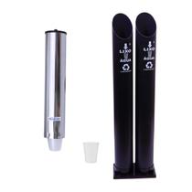 Kit Coletor Duplo Água PVC E Dispenser Redondo 200ml Inox Kit Coletor Duplo Água PVC E Dispenser Redondo 200ml Inox