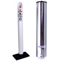 Kit Coletor Individual Café PVC Dispenser Redondo 50ml Inox