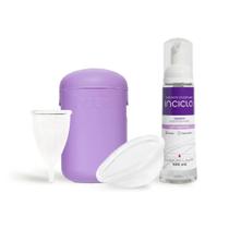 Kit Coletor Menstrual Disco Menstrual Cápsula Esterilizadora Espuma Íntima Inciclo Kit Coletor Menstrual Disco Menstrual Cápsula Esterilizadora Espuma Íntima Inciclo