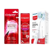 Kit Colgate Caneta Clareadora 2,5ml + Escova Elétrica Philips SonicPro10 + Creme Clareador Luminous White Glow 70g Kit Colgate Caneta Clareadora 2,5ml + Escova Elétrica Philips SonicPro10 + Creme Clareador Luminous White Glow 70g