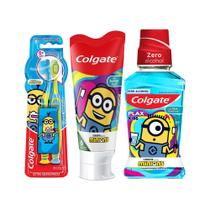 Kit Colgate Minions Creme Dental 100g + Exanguante Bucal 250ml + Escova Dental 2un