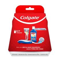 Kit Colgate Viagem com Escova + Creme Dental 30g + Solução Bucal 60ml Kit Colgate Viagem com Escova + Creme Dental 30g + Solução Bucal 60ml