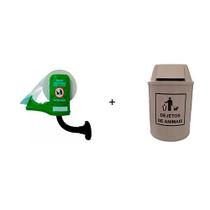 Kit Colhedor De Fezes Pets C/ 500 Sacos + Lixeira Conjunto