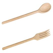 Kit Colher 38 Cm Garfo 38 Cm para cozinha de pau madeira Kit Colher 38 Cm Garfo 38 Cm para cozinha de pau madeira