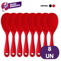 Kit Colher Arroz Silicone Para Panela Elétrica Antiaderente Multiuso Preparar E Servir C/08 ou 10 Un