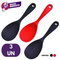 Kit Colher Arroz Silicone Para Panela Elétrica Antiaderente Multiuso Preparar Servir