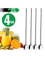 Kit Colher Bailarina Aço Inox 30cm Para Sucos e Drinks Colher de longo Alcance Para Jarras