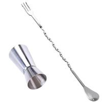 Kit Colher Bailarina C/ Garfo Dosador Duplo Para Gin Drinks