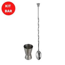 Kit Colher Bailarina + Dosador Duplo 40ml/20ml Para Drinks Gin Whisky