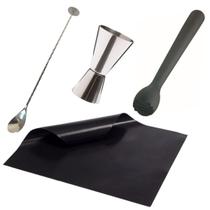 Kit Colher Bailarina Dosador Macerador Black Manta Churrasco - NLS