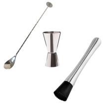 Kit Colher Bailarina Dosador Macerador Inox Drinks Coquetel