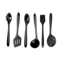 Kit Colher Concha Espátula 6 Utensílios de Silicone Preto