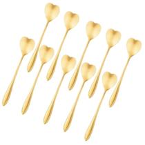 Kit Colher Coração Douradas Café Sobremesa Chá Aço Inox 5PCS