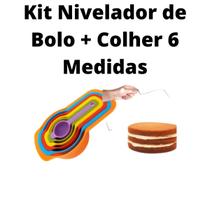 Kit Colher Cozinheiro 6 Medidas + Cortador Nivelador de Bolo