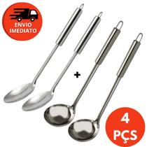 Kit Colher De Arroz E Concha Feijão Em Inox Para Servir Caldos Molhos Utensílio Cozinha Restaurante