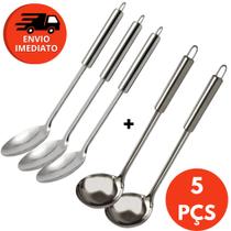 Kit Colher De Arroz E Concha Feijão Em Inox Para Servir Caldos Molhos Utensílio Cozinha Restaurante