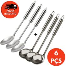 Kit Colher De Arroz E Concha Feijão Em Inox Para Servir Caldos Molhos Utensílio Cozinha Restaurante Kit Colher De Arroz E Concha Feijão Em Inox Para Servir Caldos Molhos Utensílio Cozinha Restaurante
