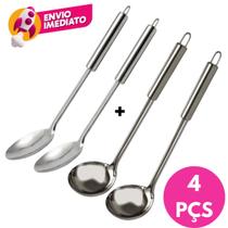Kit Colher De Arroz E Concha Para Feijão Em Inox Servir Caldo Molho Utensílio Cozinha Restaurante