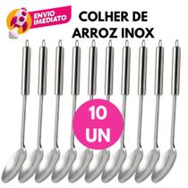 Kit Colher De Arroz Grande Inox Servir E Preparar Refeições Dia a Dia Merenda Buffet Restaurante