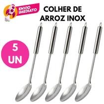 Kit Colher De Arroz Grande Inox Servir E Preparar Refeições Dia a Dia Merenda Buffet Restaurante