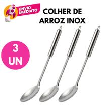 Kit Colher de Arroz Grande Servir Mesa Buffet Restaurante Sopa Inox Reforçado C/01, 02 Ou 03 Un