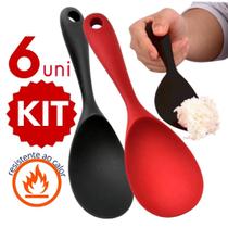 Kit Colher de Arroz Silicone 21cm Não Risca Resistente Alta Temperatura Kit Colher de Arroz Silicone 21cm Não Risca Resistente Alta Temperatura