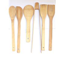 kit Colher De Bambu Utensílios De Cozinha culinário De Madeira Pau 6 pcs - Top House