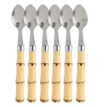 Kit Colher De Café Inox Cabo Cor Bambu Linha Asper C/ 6 Un.
