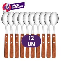Kit Colher De Mesa Cabo Madeira Refeição Sopa 20cm Talher Utensílio Cozinha Kit Colher De Mesa Cabo Madeira Refeição Sopa 20cm Talher Utensílio Cozinha