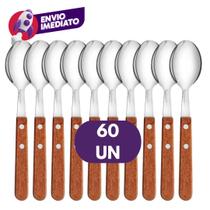 Kit Colher De Mesa Cabo Madeira Refeição Sopa 20cm Talher Utensílio Cozinha
