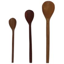 Kit Colher De Pau 3 Peças Pequena Média Grande Em Madeira
