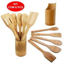 Kit Colher de Pau Utensílios de Cozinha Bambu - Dolce Home