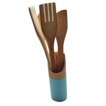 Kit Colher De Pau Utensílios Em Bambu 5 Peças Anti Fungos Casa Cozinha Colorido - KCB-06 Kit Colher De Pau Utensílios Em Bambu 5 Peças Anti Fungos Casa Cozinha Colorido - KCB-06