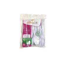 Kit Colher de Plástico Bio para Sobremesa Branca 5 Pacotes com 50un Goldenplast Kit Colher de Plástico Bio para Sobremesa Branca 5 Pacotes com 50un Goldenplast