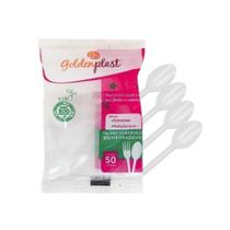 Kit Colher de Plástico Bio Sobremesa Cristal 5 Pacotes com 50 un Goldenplast