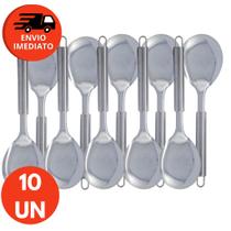Kit Colher De Servir Arroz Pequena 26cm Inox Colherão Cabo Tubular Restaurante Comida Chef Kit Colher De Servir Arroz Pequena 26cm Inox Colherão Cabo Tubular Restaurante Comida Chef