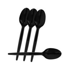 Kit Colher Descartável Sobremesa Preta com 5 pacotes com 50un Plastilânia