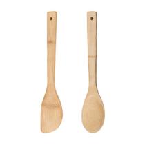 Kit Colher E Espátula Bambu Natural Utensílios Cozinha 30 cm Kit Colher E Espátula Bambu Natural Utensílios Cozinha 30 cm