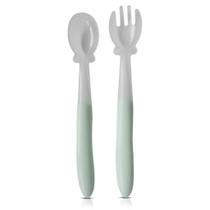 Kit Colher e Garfo Bebê Infantil Fácil de Segurar IBIMBOO +8 Meses