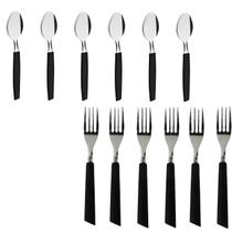 Kit colher e garfo de jantar cabo de plastico 12un preto Kit colher e garfo de jantar cabo de plastico 12un preto