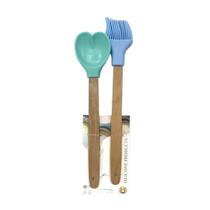 Kit Colher e Pincel de Silicone Azul e Verde - Quanhe Kit Colher e Pincel de Silicone Azul e Verde - Quanhe
