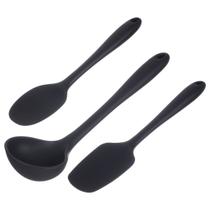 Kit Colher Espatula e Concha de Silicone Preto Weck